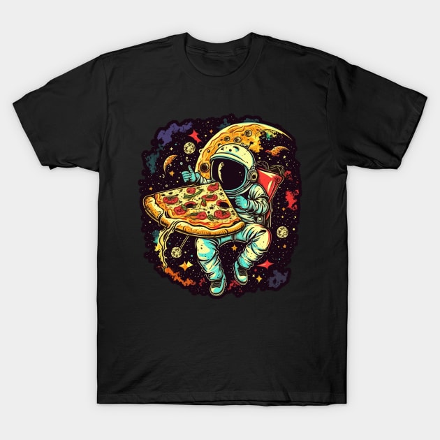 Astronaut with Pizza in Space T-Shirt by K3rst